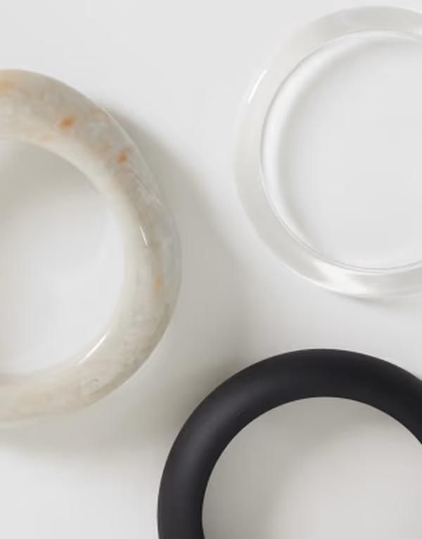 リクレイム ヴィンテージ レディース アクセサリー ブレスレット・バングル・アンクレット Reclaimed Vintage bangles 3 pack bone and clear BLACK O
