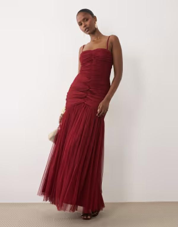 レース アンド ビーズ レディース トップス ワンピース マキシ Lace Beadstructu red cami knot detail dropped waist fishtail maxi d 38,870円