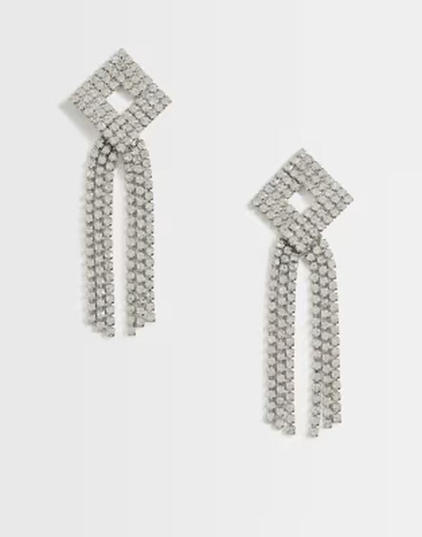 トップショップ レディース アクセサリー ピアス・イヤリング Topshop Eliza stud tassel embellished earring SILVER シルバー