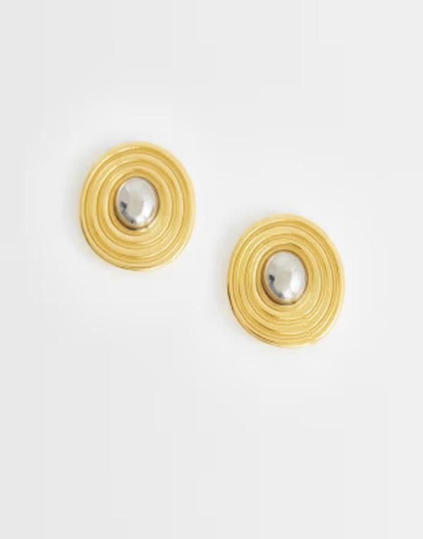トップショップ レディース アクセサリー ピアス・イヤリング Tシャツ Topshop Enzo waterproof stainlessteel stud earring with GOLD WIT