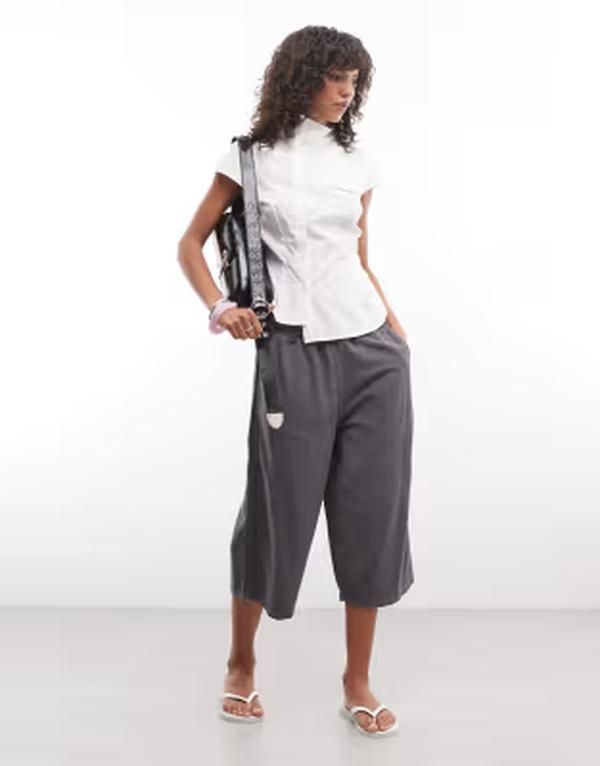 コルージョン レディース ボトムス ハーフパンツ・ショーツ COLLUSION longline jorts in charcoal チャコール