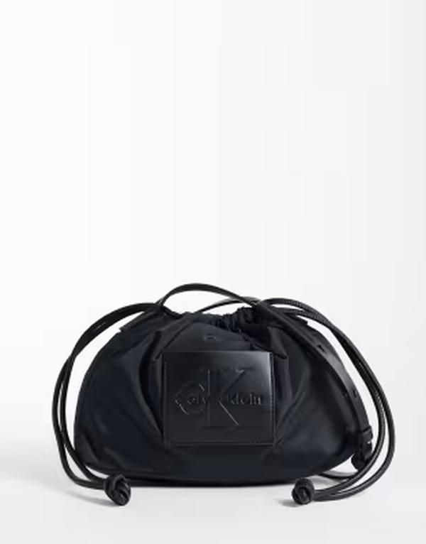 カルバンクライン レディース バッグ ナイロン ロゴ Calvin Kleinylon drawstring crossbody bag with bold logo Black ブラック