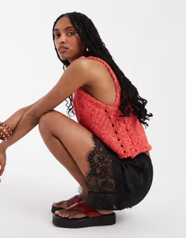 フリーピープル レディース ボトムスカート ミニ Free People meet in the middle mini skirt Black ブラック