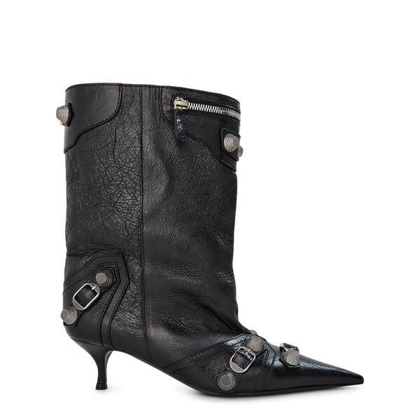 バレンシアガ レディース シューズ ブーツ・レインブーツ Balenciaga Wide Cagole 50mm Booties BlackSilver ブラック