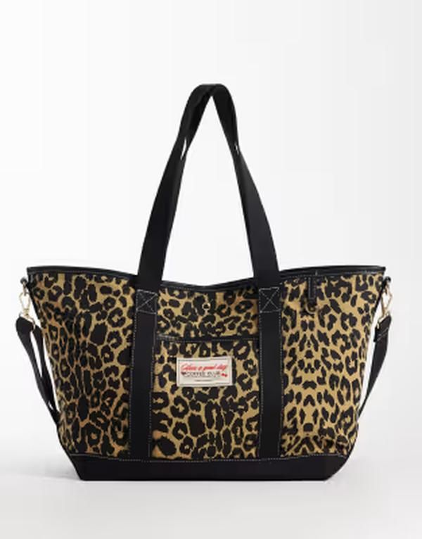 アクセサライズ レディース バッグ Accessorize canvashopper tote bag in leopard アニマル 16,775円