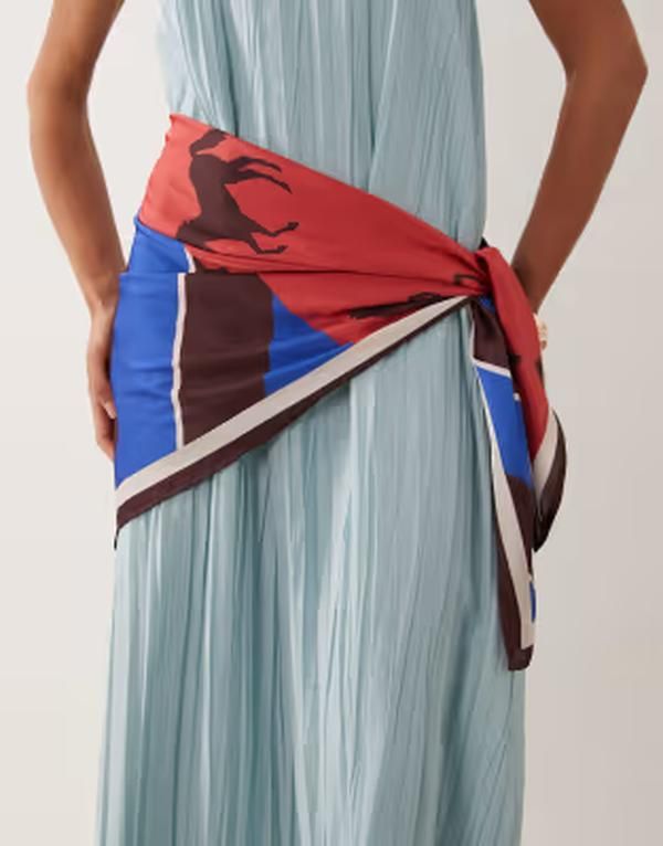 エイソス レディース アクセサリー マフラー・ストール・スカーフ プリント ASOS DESIGN spliced print large scarf withorses and stripes Mu