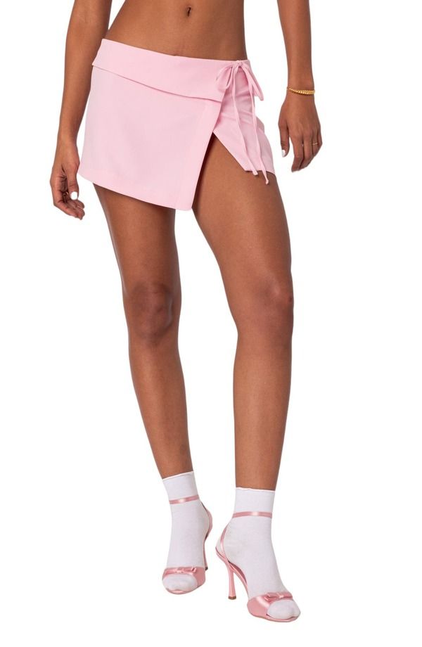 アディクテッド レディース ボトムスカート アシンメトリー ミニ EDIKTED Selenasymmetric Wrap Miniskirt PINK ピンク