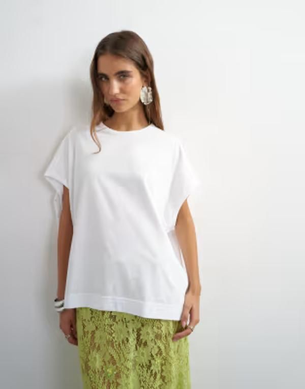 トップショップ レディース トップス Tシャツ Topshop oversized circle tank tee White ホワイト