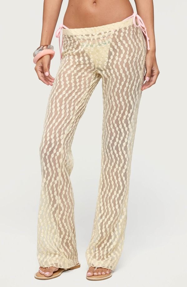 アディクテッド レディース ボトムス レギンス パンツ シアー EDIKTED Liliette Sheer Textu red Pants YELLOW イエロー 9,865円
