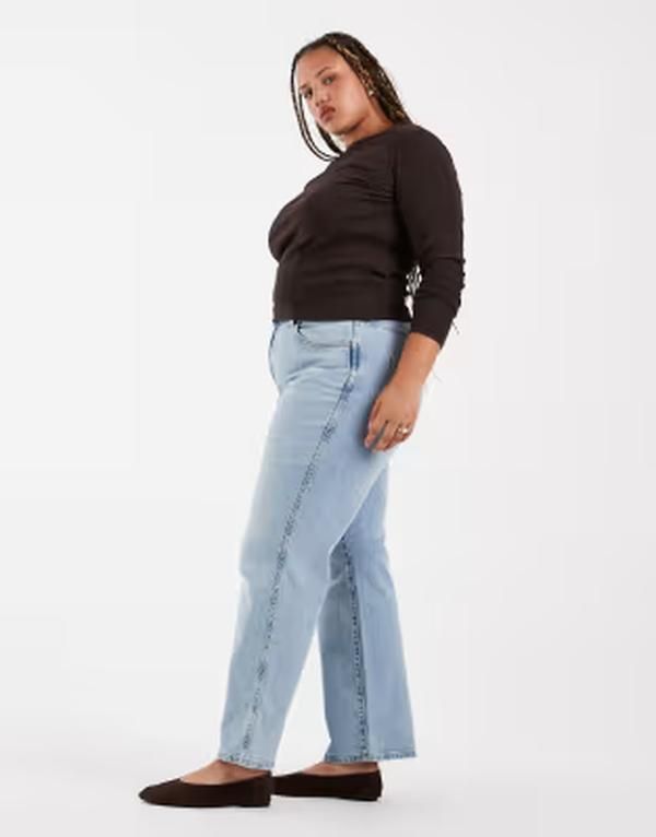 エイソス レディース ボトムス デニムパンツ ストレート ジーンズ ASOS Curve ASOS DESIGN Curve comfort stretch straight leg jeans in