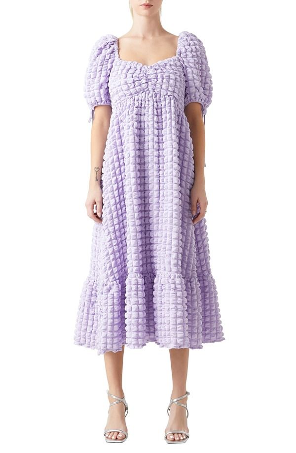 エンドレスローズ レディース トップス ワンピース マキシ Endless Rose Texture Puff Sleeve Maxi Dress LILAC ライラック