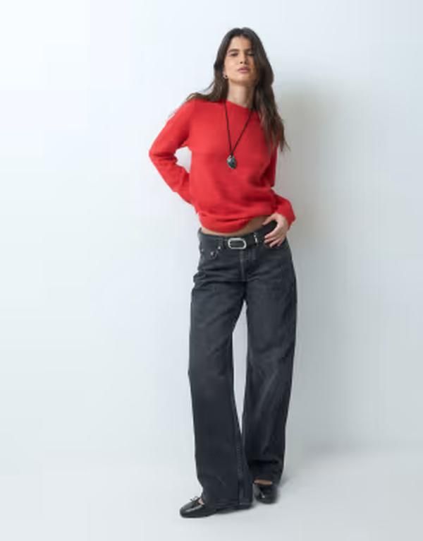 エイソス レディース アウター ニット・セーター クルーネック ASOS DESIGN basicrew neck sweate red レッド