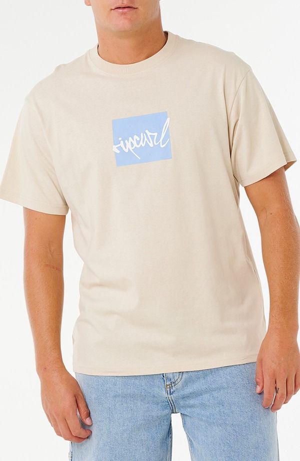 リップカール メンズ トップス Tシャツ コットン グラフィック Rip Curl Rip Script Icon Organicotton Graphic TShirt VINTAGE WHITE