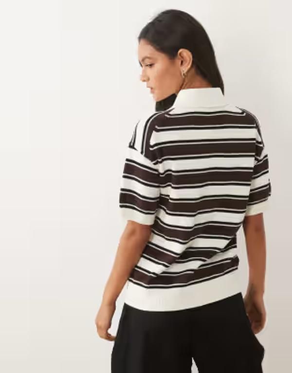 アルケット レディース トップス ポロシャツ コットン ニット ARKET pure cotton boxy knit polo top Offwhite オフホワイト