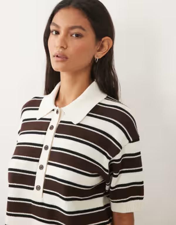アルケット レディース トップス ポロシャツ コットン ニット ARKET pure cotton boxy knit polo top Offwhite オフホワイト