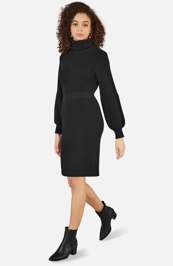 ユミキム レディース トップス ワンピース ニット Yumi Roll Necknittedress Black ブラック