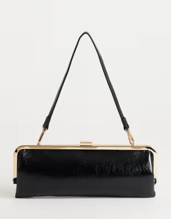 トップショップ レディース バッグ Topshopoppy rectangle clasp shoulder bag Black ブラック