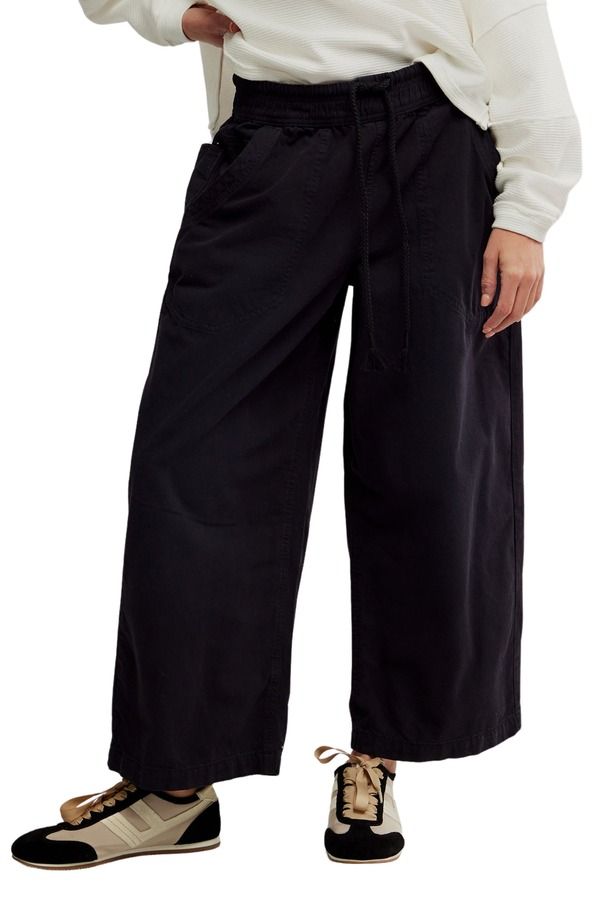 フリーピープル レディース ボトムス デニムパンツ ワイドレッグ Free Peopleasy Peasy Wide Leg Drawstring Pants BLACK ブラック