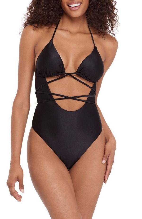 スティーブ マデン レディース トップス ワンピース カットアウト Steve Madden Strappy Cutout OnePiece Swimsuit RAVEN BLACK ブラック