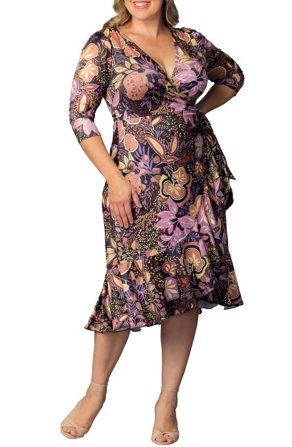 キヨナ レディース トップス ワンピース プラスサイズ Kiyonna Flirty Flounce Wrap Dress Plus WONDERLAND