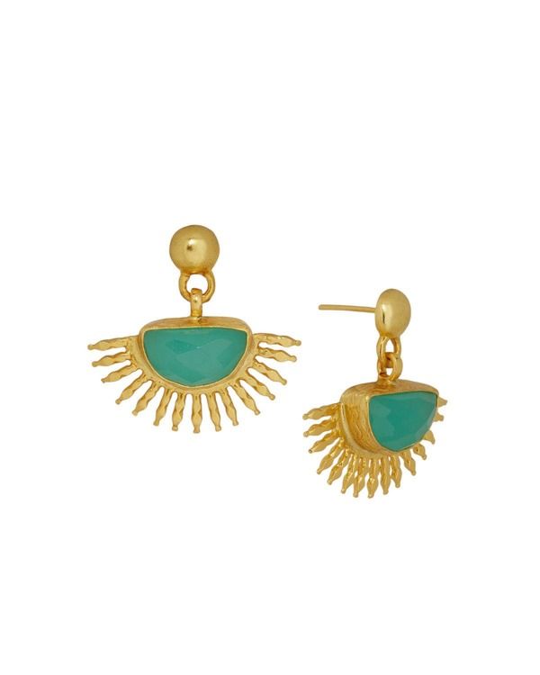 オットマンハンズ レディース アクセサリー ピアス・イヤリング Ottoman Handsunrise Aqua Chalcedony Drop Stud Earrings Gold ゴールド