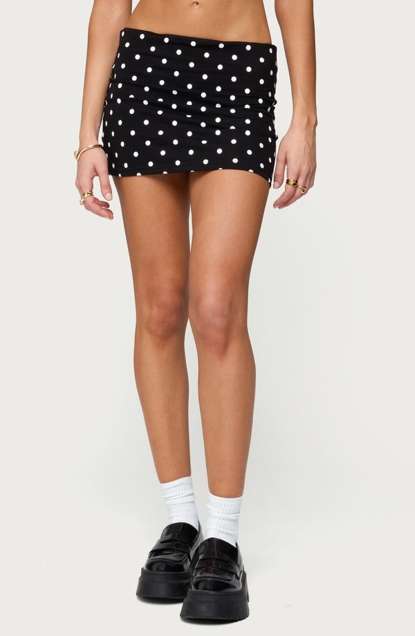 アディクテッド レディース ボトムスカート ドット柄 ドット ミニ EDIKTED Aisha Polka Dot Miniskirt BLACKANDWHITE ホワイト