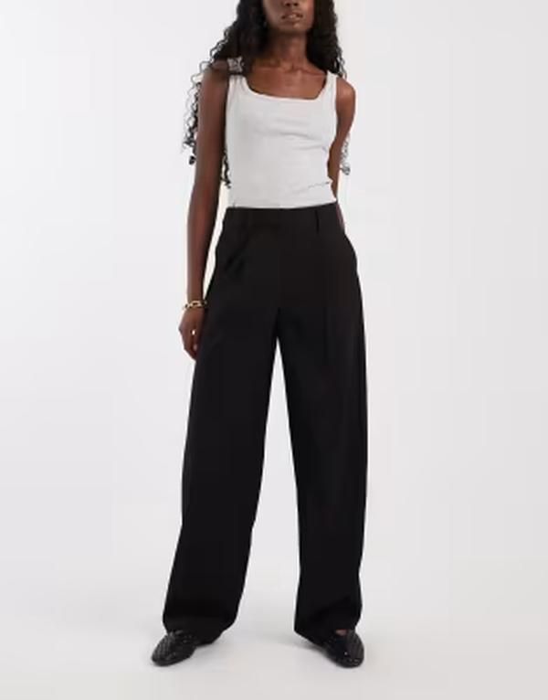 エイソス レディース ボトムス カジュアルパンツ ASOS DESIGN arch barrel pants Black ブラック