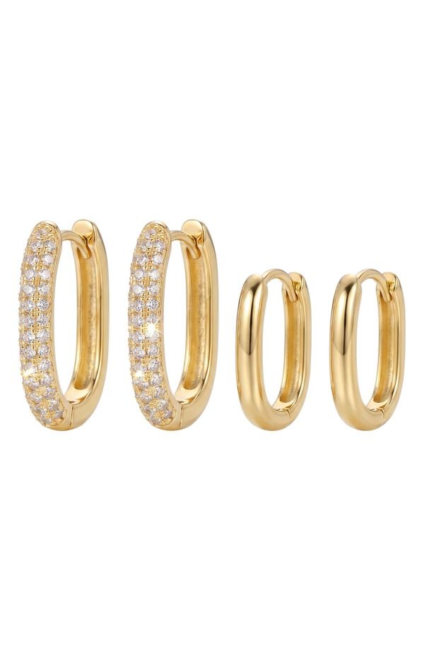 アルジェントヴィーヴォ レディース アクセサリー ピアス・イヤリング ARGENTO VIVO Set of 2 Oblong Pav Hoop Earrings GOLD ゴールド 10,625円