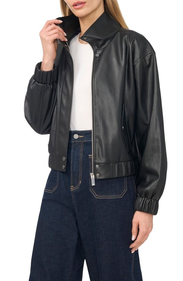ヴィンスカムート レディース アウター ジャケット・ブルゾン レザー フェイクレザー Vince Camuto Faux Leather Bomber Jacket RICH BLACK ブラック