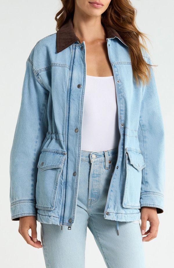 リーバイス レディース アウター ジャケット・ブルゾン コーデュロイ Levis Corduroy Collar Military Jacket LIGHT WASH DENIM デニム 23,944円