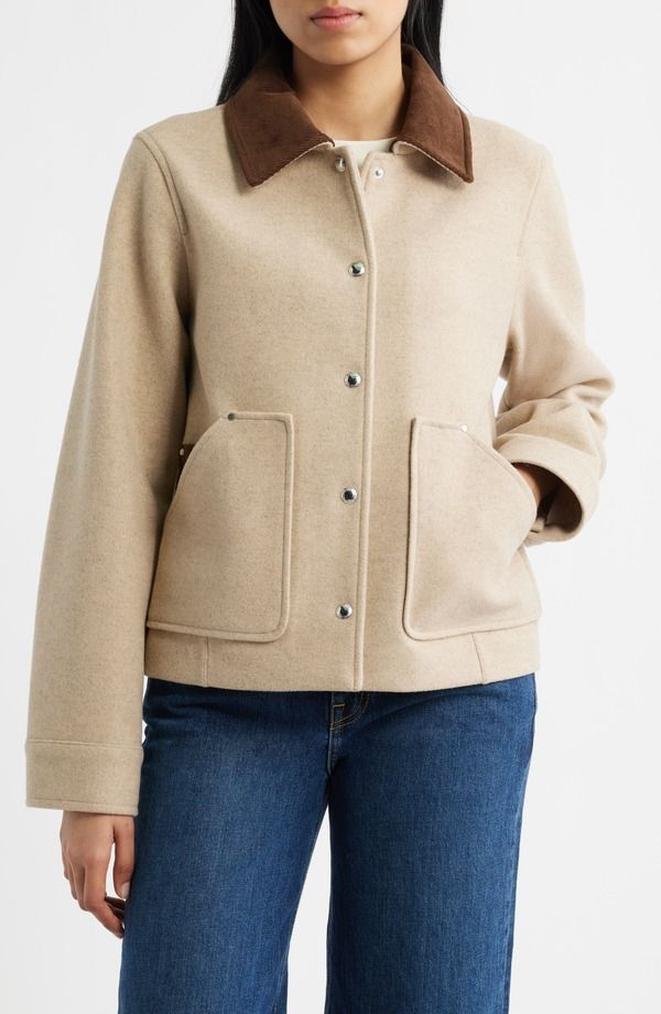 サムエデルマン レディース アウター ジャケット・ブルゾン コーデュロイ Sam Edelman Corduroy Trim Jacket WHEAT