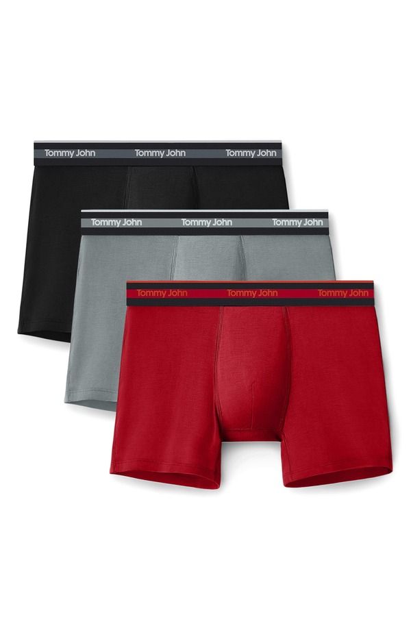 トミージョン メンズ アンダーウェア ボクサーパンツ Tommy John 3Pack Comfort Micro 6Inch Boxer Briefs BLACK TURBULENCE HAUTE
