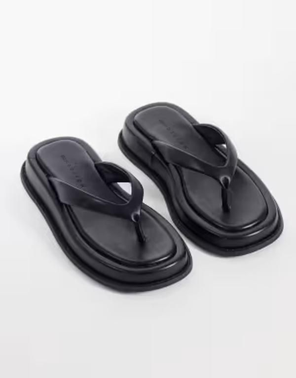 エイソス レディース シューズ サンダル ASOS DESIGN Filia toe thong flatorm sandals pu BLACK PU ブラック
