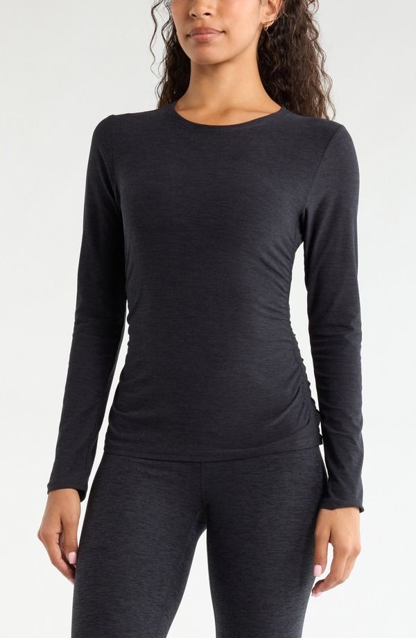 ゼラ レディース トップス シャツ ギャザー Zella Restore Soft Ruched TShirt BLACK MELANGE ブラック 9,926円