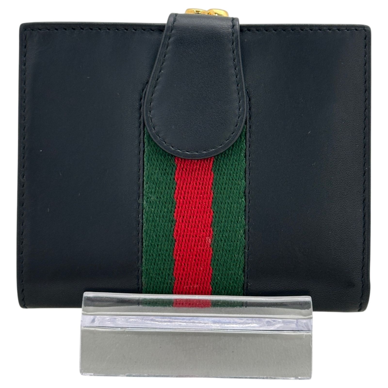 【中古】グッチ 二つ折り財布 シェリーライン ブラック レザー ゴールド金具 がま口 Aランク gu6520sn 27,885円