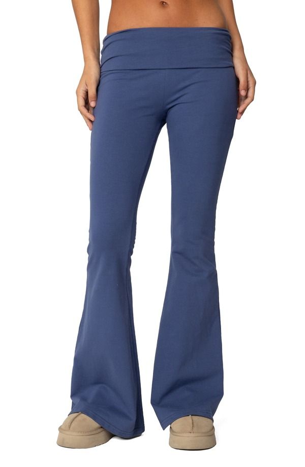 アディクテッド レディース ボトムス カジュアルパンツ EDIKTED Aiyana Foldover Waistband Flare Pants BLUE ブルー 10,625円