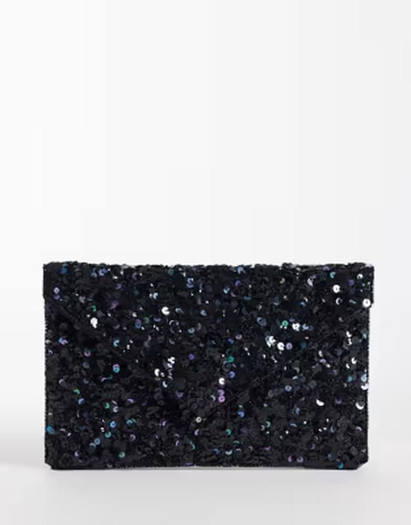 トゥルーデカデンス レディース バッグ スパンコール True Decadence sequin embellished envelope clutch purse Black ブラック 13,665円