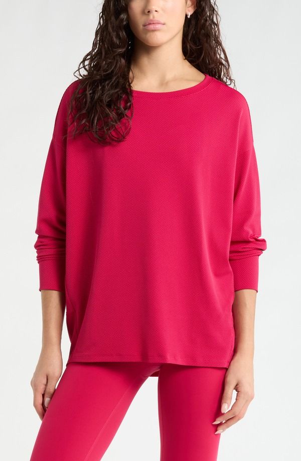 ゼラ レディース トップス シャツ Zella Textu red Equilibrium Long Sleeve TShirt RED CERISE レッド