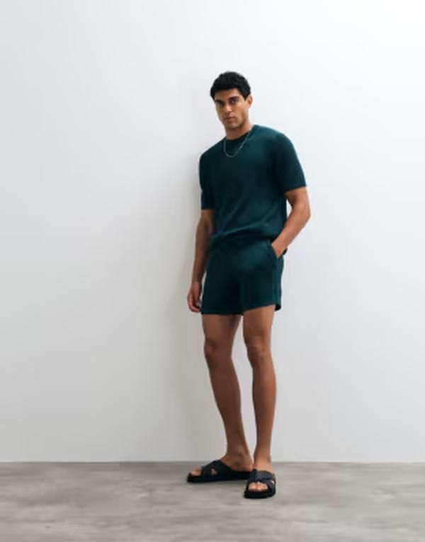 エイソス メンズ ボトムス ハーフパンツ・ショーツ ショートパンツ ニット ASOS DESIGN knit shorts part of a set GREEN グリーン
