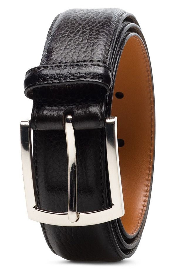 マグナーニ メンズ アクセサリー ベルト レザー Magnanni Tanner Tumbled Leather BeltEXTURE BLACK ブラック