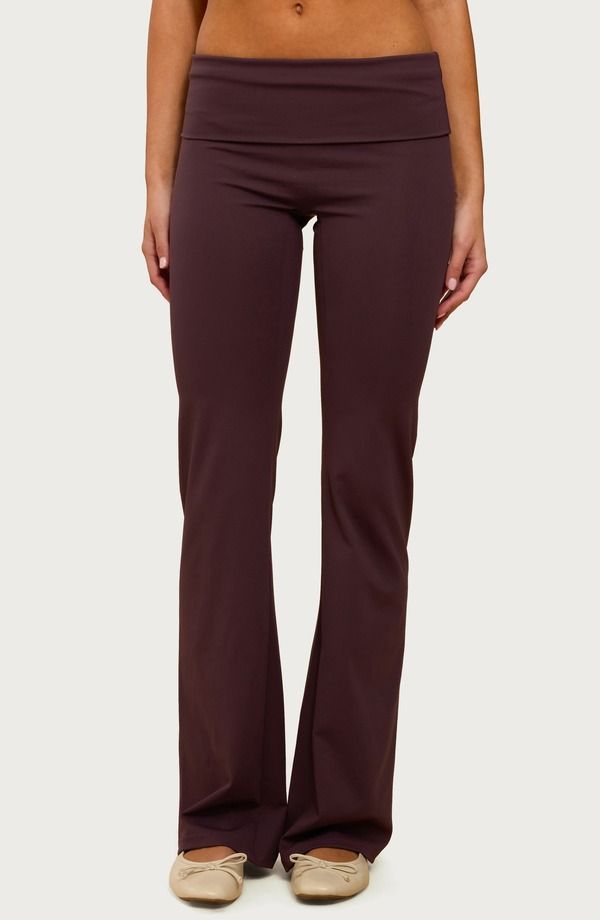 アディクテッド レディース ボトムス レギンス EDIKTED Oriane Foldover Flare Leggings PLUM プラム 10,715円