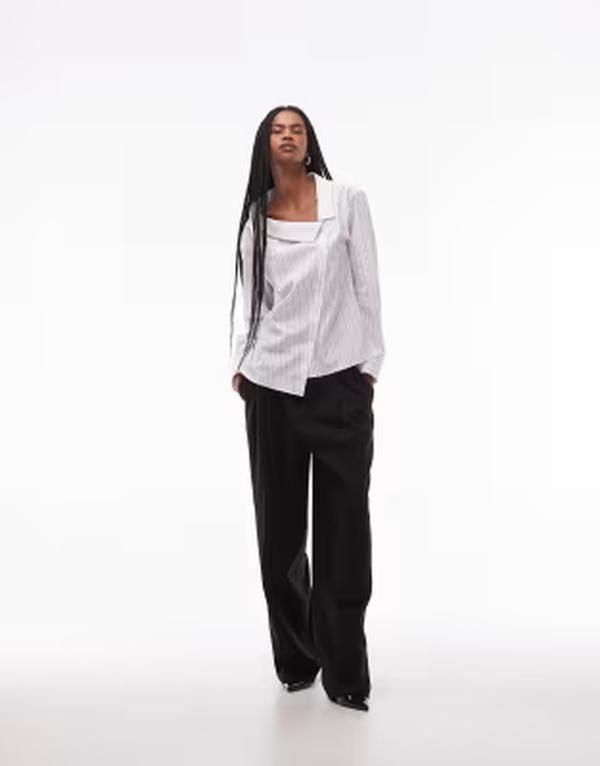 アルケット レディース トップス Tシャツ アシンメトリー ブラウス ARKET asymmetric wrap blouse with foldover collar in offwhite オフホ 21,735円