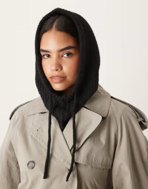 ジーナトリコ レディース アクセサリー 帽子 ニット Gina Tricot knit slouchy balaclava hood Black ブラック