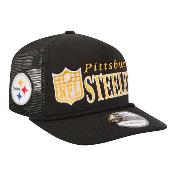 ニューエラ メンズ アクセサリー 帽子 Tシャツ Mens New Era Black Pittsburgh Steelers Throwback Foam 19TWENTY Adjustable H