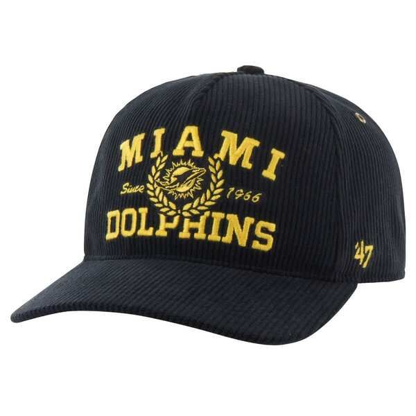 フォーティーセブン メンズ アクセサリー 帽子 Mens 47 Black Miami Dolphins Letterman Hitch Adjustable Hat Black ブラック 11,385円