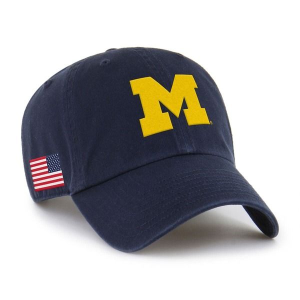 フォーティーセブン メンズ アクセサリー 帽子 Mens 47 Navy Michigan Wolverines Americana Heritage Clean Up Adjustable Hat