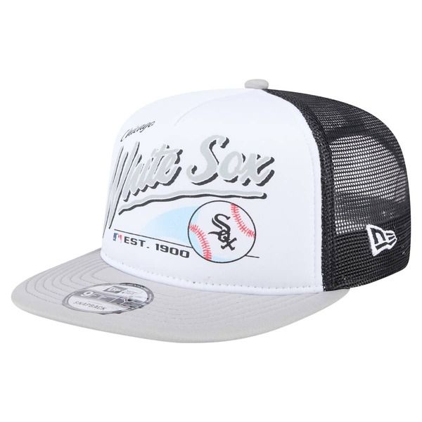 ニューエラ メンズ アクセサリー 帽子 Mens New Era WhiteGray Chicago White Sox Retro Scriptrucker 9FIFTY Snapback Hat