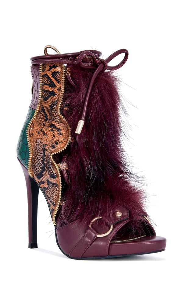 アザレア ワン レディース シューズ ブーツ・レインブーツ サンダル AZALEA WANG Heather Mixed Media Stiletto Sandal Women BURGUNDY MU