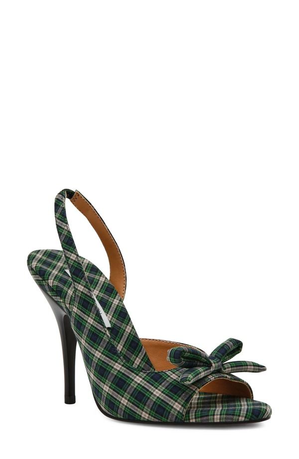 スティーブ マデン レディース シューズ サンダル Steve Madden Flounce Slingback Sandal Women GREEN PLAID グリーン