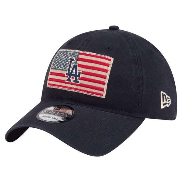 ニューエラ メンズ アクセサリー 帽子 Mens New Era Navy Los Angeles Dodgers Americana Flag 9TWENTY Adjustable Hat Navy